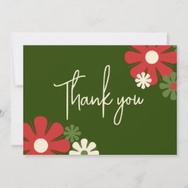 Cartão De Agradecimento Vermelhos Florais Modernos e Vermelhos