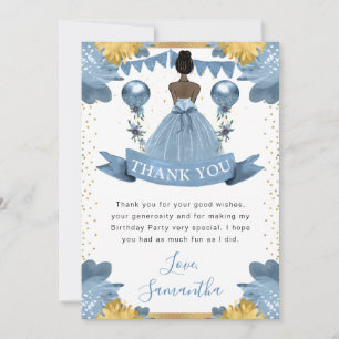 Cartão De Agradecimento Vestido Azul Empoeirado Aniversário Princesa Pele 