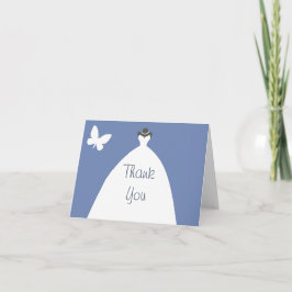 Cartão De Agradecimento Vestido de Casamento Obrigado com Borboleta Branca