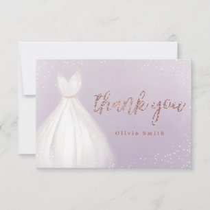 Cartão De Agradecimento Vestido de glitter dourado rosa roxo para quinceañ