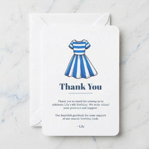 Cartão De Agradecimento Vestido de Marinheiro Azul Naval e Branco Festa