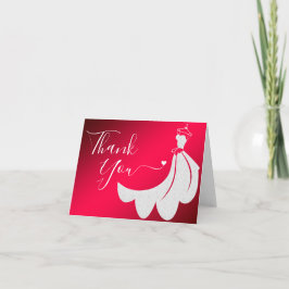 Cartão De Agradecimento Vestido de Noiva de Renda Branca no Vermelho | Per