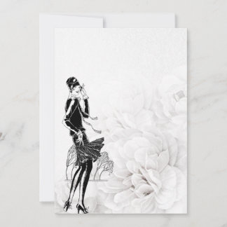 Cartão De Agradecimento Vestido Flapper Preto e Branco dos Anos 20