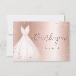 Cartão De Agradecimento Vestido rosa dourado rosa brilhante elegante para 