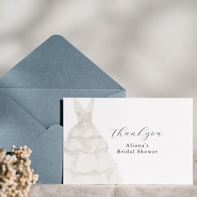 Cartão De Agradecimento Vestido simples branco elegante aquarela Obrigado (Criador carregado)