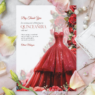 Cartão De Agradecimento Vestido Vermelho Quintencera Glam