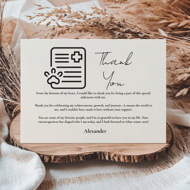 Cartão De Agradecimento Vet Med Paw Syringe Graduation Party (Criador carregado)