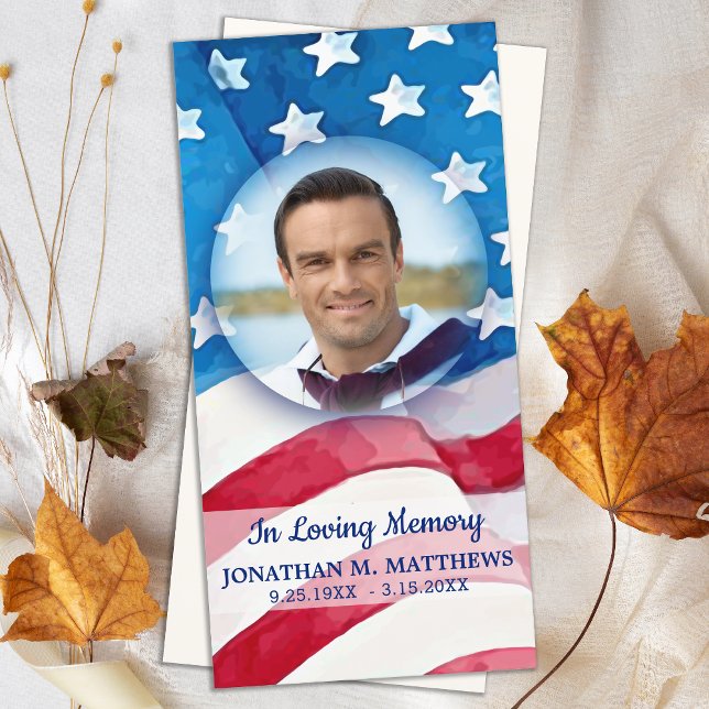 Cartão De Agradecimento Veterano Memorial Americano Bandeira Funeral Milit (Criador carregado)