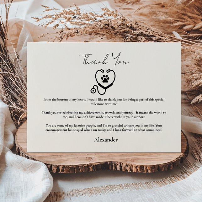 Cartão De Agradecimento Veterinarian Graduation Party (Criador carregado)