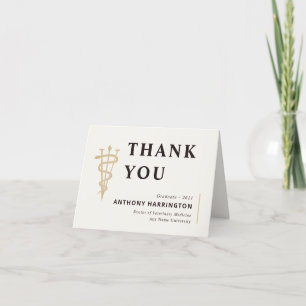 Cartão De Agradecimento Veterinário dobrado Obrigado Dourado negro