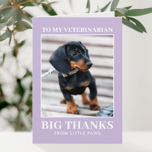 Cartão De Agradecimento Veterinário Obrigado Foto de Cachorro Roxo Moderno