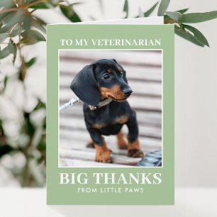 Cartão De Agradecimento Veterinário Obrigado Foto de Cachorro XOXO Verde