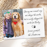 Cartão De Agradecimento Veterinário Personalizado com Pet Foto Veterinária<br><div class="desc">Diga "Obrigado" ao seu maravilhoso veterinário com cartão com fotos personalizado para animais de estimação. "Salvar um animal pode não mudar o mundo, mas certamente mudou o mundo para 'seu nome de cachorro' ... sempre grato ... !" Personalize com o nome do animal e a foto favorita. Personalize a parte...</div>