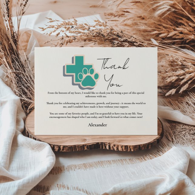 Cartão De Agradecimento Veterinary School Paw Graduation Party (Criador carregado)