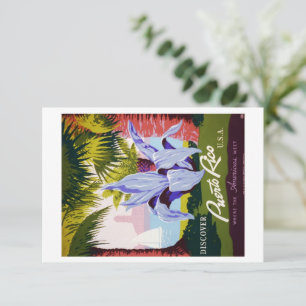 Cartão De Agradecimento Viagem ao Porto Rico Vintage Tropical Personalizad