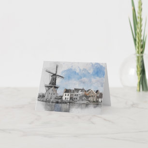 Cartão De Agradecimento Viagens vintage dos Países Baixos e lagar