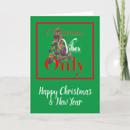 Cartão De Agradecimento Víblias de Natal Apenas Árvore Verde Abstrato Verm