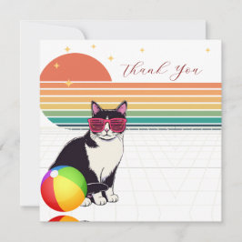 Cartão De Agradecimento Vibrações de Gato Legal ao Pôr do Sol