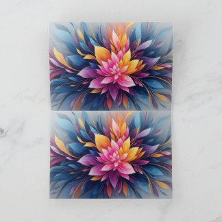 Cartão De Agradecimento Vibrant Abstract Lotus Flower Burst with Colorful 