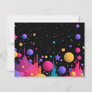 Cartão De Agradecimento Vibrant Cosmic Drip Abstract Space Art