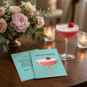 Cartão De Agradecimento Vibrante Teal Raspberry Cocktail Amor e Agradecime
