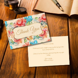 Cartão De Agradecimento Victorian Vintage Padrão Floral Obrigado