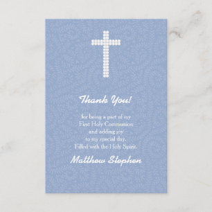 Cartão De Agradecimento Videiras e listras azuis do comunhão