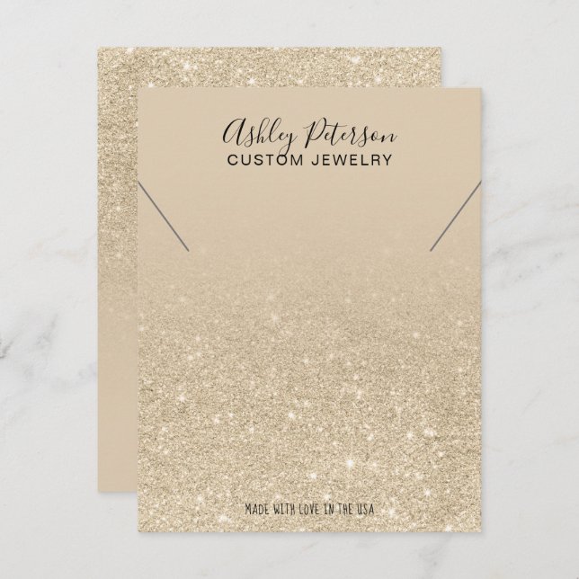 Cartão De Agradecimento Vídeo de colar de joias com brilho de ouro (Frente/Verso)