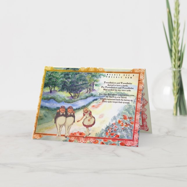 Cartão De Agradecimento Vidro Alice Tweetle Dee Dum Song (Frente)