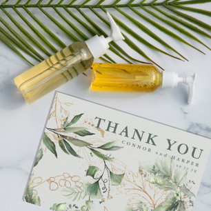 Cartão De Agradecimento Vidro do Mar Verde Elegante Eucalyptus Elegante