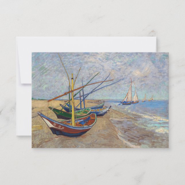 Cartão De Agradecimento Vincent van Gogh - Barcos de Pesca na Praia (Frente)