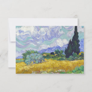 Cartão De Agradecimento Vincent Van Gogh - Campo de Trigo com Ciprestes