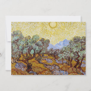 Cartão De Agradecimento Vincent van Gogh - Oliveiras, Céu Amarelo e Sol