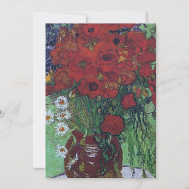 Cartão De Agradecimento Vincent Van Gogh - Papoulas Vermelhas e Margaridas (Frente)