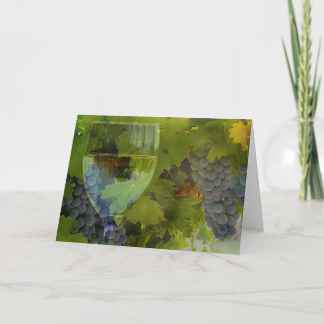 Cartão De Agradecimento Vinho e obrigado de Grama (Frente)