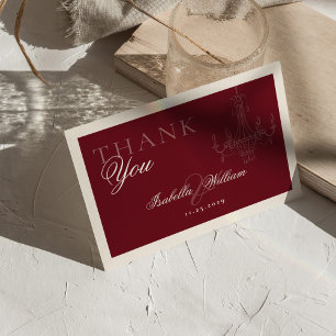 Cartão De Agradecimento Vinho Tinto Elegante e Sofisticado de Família Trad