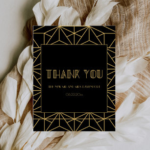 Cartão De Agradecimento Vintage 1920 art deco casamento geométrico