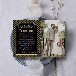 Cartão De Agradecimento Vintage 1920 Art Deco Gatsby Wedding Photo