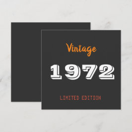 Cartão De Agradecimento Vintage 1972 edição limitada Birthday Gift