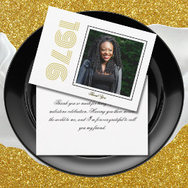 Cartão De Agradecimento Vintage 1976 Retro Photo 50th Birthday White