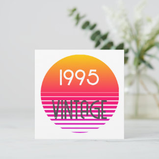 Cartão De Agradecimento Vintage 1995 Neon Retro Stripe Sun aniversário de 