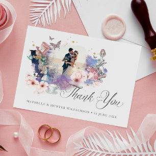Cartão De Agradecimento Vintage Alice In Wonderland Fairytale Foto