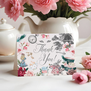 Cartão De Agradecimento Vintage Alice Na Colagem De Contos De Fairo Da Mar