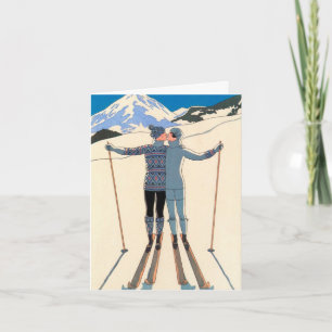 Cartão De Agradecimento Vintage Art Deco Ama Beijo Romântico