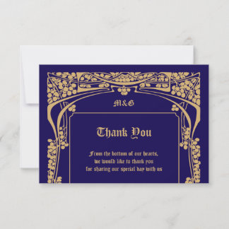 Cartão De Agradecimento Vintage Art Nouveau Style Wedding