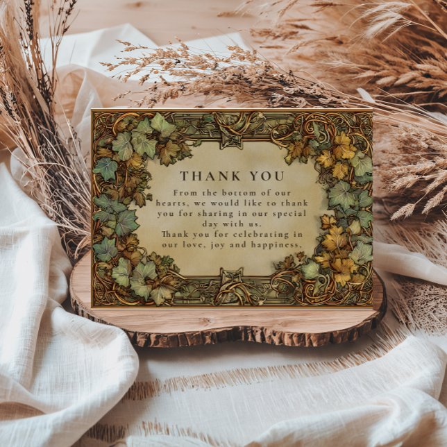 Cartão De Agradecimento Vintage Autumn Botanical Wedding (Criador carregado)