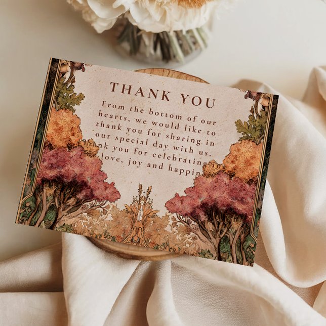 Cartão De Agradecimento Vintage Autumn Woodland Wedding (Criador carregado)
