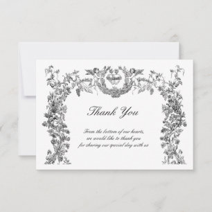 Cartão De Agradecimento Vintage Barroco Rococó Fronteira com Corações