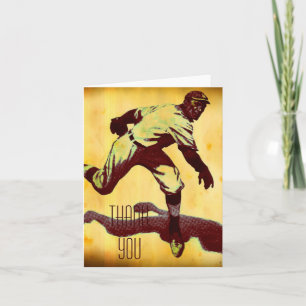 Cartão De Agradecimento Vintage Baseball Pitcher Obrigado Nota