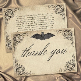 Cartão De Agradecimento Vintage Bat Until Death Black Parchment Wedding